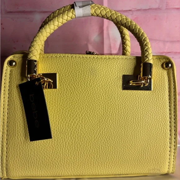 Bebe Yellow Satchel with Gold Accents - Picture 4 of 6